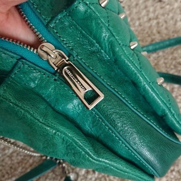 Rebecca Minkoff greenish turquoise Diamond Quilt and Stud Mikey Bag - Picture 8 of 12